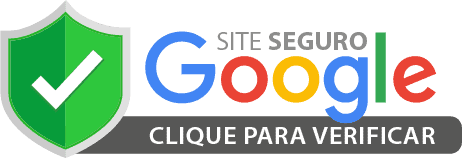 Selo de site seguro com ícone de escudo e a palavra Google, com botão “Clique para verificar”.